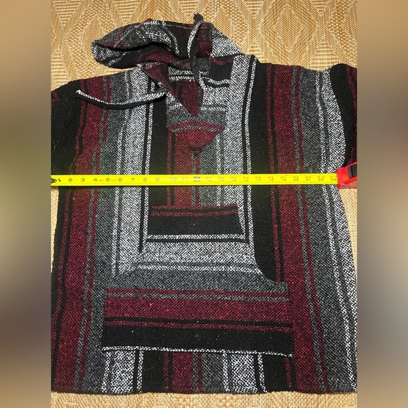 Del Mex Multicolor Boho Bohemian Hoodie Poncho Pullover Sweater,Size M,Great - Picture 4 of 8